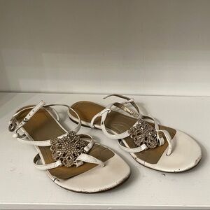 Tahari White Sandals with Embellished Design
